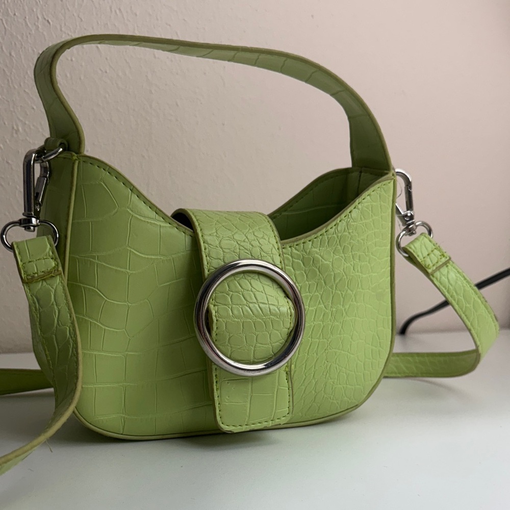 Lime Green Vintage Croc-Embossed Women's Bag